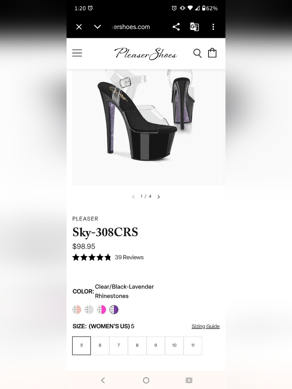 New In Box Pleaser Sky-308CRS Clear/Black-champagne Size 7 - Picture 4 of 14